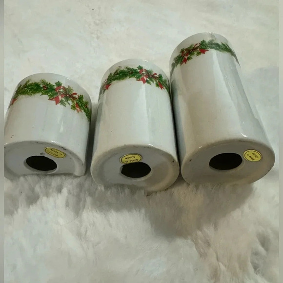 Vintage Ceramic Holly & Ivy Berry Candle Holders Original 90’s Christmas Decor - Picture 5 of 14
